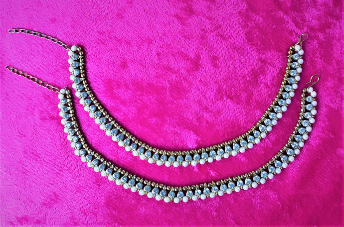Designer Vintage Antique Faux Pearl Stone Anklet Pair Fashion Party Set - Urban Flair USA