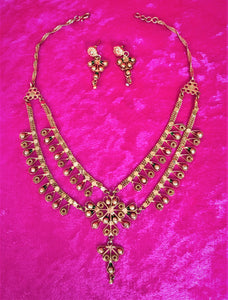 Necklace Earring Set, Indian Vintage Antique Necklace Earring Set - Urban Flair USA