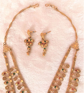 Necklace Earring Set, Indian Vintage Antique Necklace Earring Set - Urban Flair USA