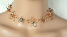 Load image into Gallery viewer, Choker Necklace Wired Flower  with Colored Studs &amp; 4 inches Extender - Urban Flair USA