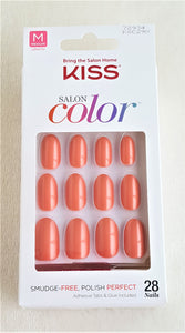 KISS SALON COLOR 28 Press-On Nails Medium OVAL Burnt Orange #72934 - Urban Flair USA