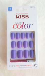KISS SALON COLOR Press-On Nails PURPLE MATTE FINISH Short Square #71386 - Urban Flair USA