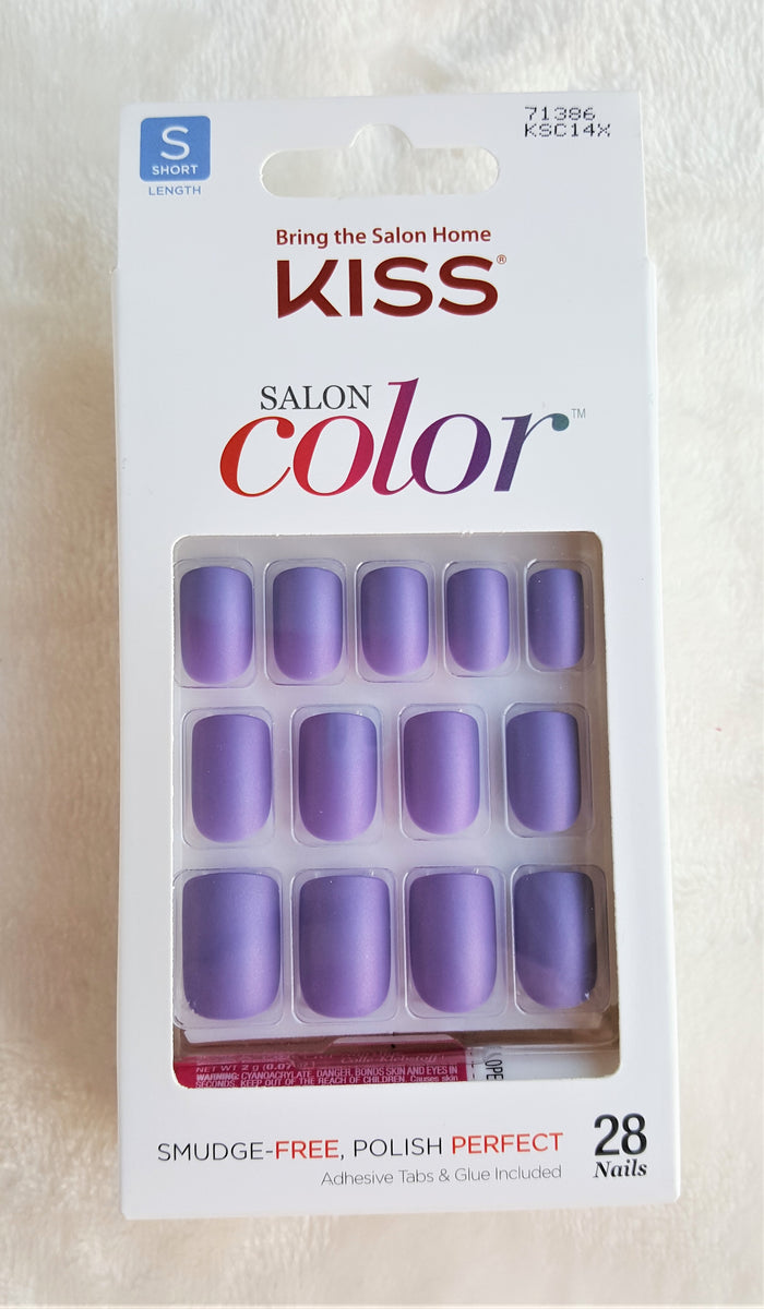 KISS SALON COLOR Press-On Nails PURPLE MATTE FINISH Short Square #7138 – Urban Flair USA