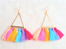 Load image into Gallery viewer, Urban Flair Multi-color Earring Thread Tassels on Triangle Hoop - Urban Flair USA