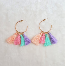 Load image into Gallery viewer, Urban Flair Open Hoop Tassel Earring Multicolored - Urban Flair USA