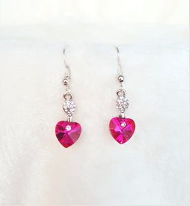 Fashion Earrings Pink Crystal Heart Cubic Zircon - Urban Flair USA