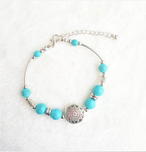 Load image into Gallery viewer, Alloy &amp; Blue Stone Bracelet Beads Bohemian Handmade Bracelet, Tibetan Silver Color Bracelet with Turquoise Beads - Urban Flair USA