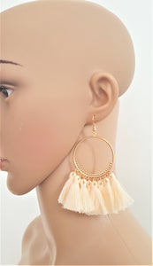 Urban Flair Pink Tassel Earrings Gold tone Metal Hoop - Urban Flair USA