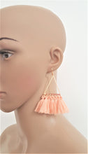 Load image into Gallery viewer, Urban Flair Thread Tassels Earrings on Triangle Hoop - Urban Flair USA