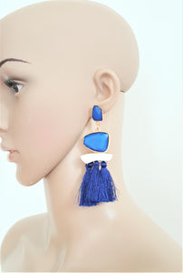 Thread Tassel Earrings Crystal Boho Dangle Earring, Statement Earrings. Bohemian Jewelry - Urban Flair USA
