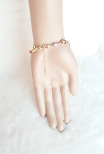 Fashion Bracelet Cats's Eye Stone Rhinestone Crystal Beads Gold Color Chain Link Handmade Jewelry - Urban Flair USA