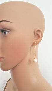 Faux Pearl Ear Wire Long Drop Pearl Fashion Earrings - Urban Flair USA