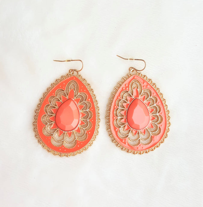 Vintage Gold tone Enamel Rhinestone Crystal Earring - Urban Flair USA