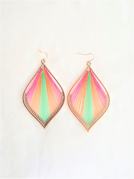 Multicolored Vintage Earring Threaded Hoop Dangle Drop Earring, Statement Earring - Urban Flair USA
