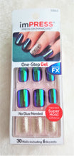 Load image into Gallery viewer, Kiss ImPRESS Press-On Manicure IRIDESCENT GREEN+GLITTER #72043 GOAL DIGGER - Urban Flair USA