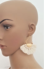 Load image into Gallery viewer, Fan Tassel Earrings Gold tone Chain Triangle Fringe, Geometric Fringe Earring, Bohemian Jewelry, Ethnic, Statement Earring - Urban Flair USA