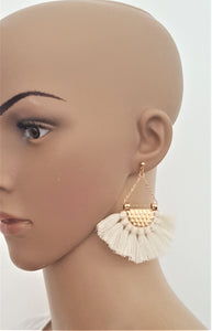 Fan Tassel Earrings Gold tone Chain Triangle Fringe, Geometric Fringe Earring, Bohemian Jewelry, Ethnic, Statement Earring - Urban Flair USA