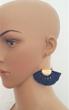 Load image into Gallery viewer, Fan Tassel Earrings Gold tone Chain Triangle Fringe, Geometric Fringe Earring, Bohemian Jewelry, Ethnic, Statement Earring - Urban Flair USA