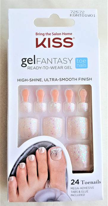 KISS Gel Fantasy TOENAILS Glue/Press-On NUDE w/IRIDESCENT GLITTER #74146 - Urban Flair USA