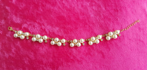 Pearl Bracelet with Rhinestones Gold plated, Party wear, Wedding Jewelry - Urban Flair USA