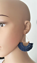 Load image into Gallery viewer, Fan Tassel Earrings Gold tone Chain Triangle Fringe, Geometric Fringe  Earrings, Boho, Beach, Bohemian Jewelry, Statement Earrings, - Urban Flair USA