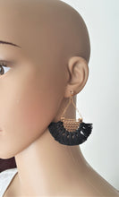 Load image into Gallery viewer, Fan Tassel Earrings Gold tone Chain Triangle Fringe, Geometric Fringe  Earrings, Boho, Beach, Bohemian Jewelry, Statement Earrings, - Urban Flair USA