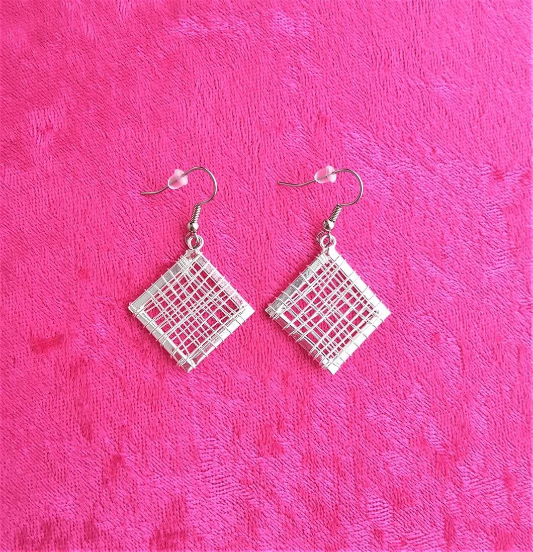 Mexican Wire Earrings, Woven wire Earring, Designer Woven Square Earrings - Urban Flair USA