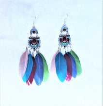 Load image into Gallery viewer, Feather Earring Multicolored Enamel Long Vintage Design Earrings - Urban Flair USA