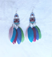 Load image into Gallery viewer, Feather Earring Multicolored Enamel Long Vintage Design Earrings - Urban Flair USA