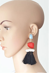 Thread Tassel Earrings Crystal Boho Dangle Earring, Statement Earrings. Bohemian Jewelry - Urban Flair USA