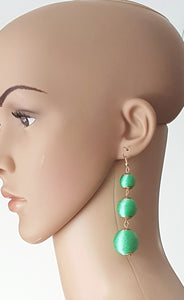 Les Bon Bon Earrings Green Silk Thread Triple Tier Drop, Green Boho Chic Designer Jewelry Earrings,Statement Earring, Gift for Her - Urban Flair USA