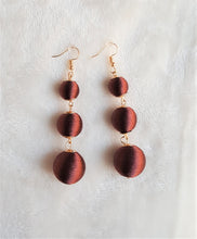 Load image into Gallery viewer, Les Bon Bon Earrings Brown Silk Thread Triple Tier Drop, Dark Brown Boho Chic Designer Jewelry Earrings,Statement Earring, Gift for Her - Urban Flair USA