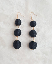 Load image into Gallery viewer, Les Bon Bon Earrings Thread Ball Triple Tier Ball Drop Earring, Boho Chic Designer, Beach Jewelry, Statement Earring, Gift for Her - Urban Flair USA