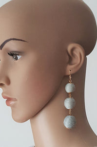Les Bon Bon Earrings Thread Ball Triple Tier Ball Drop Earring, Boho Chic Designer, Beach Jewelry, Statement Earring, Gift for Her - Urban Flair USA