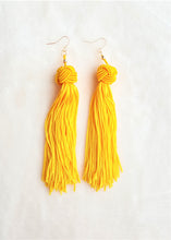 Load image into Gallery viewer, Earrings Knotted Tassel Yellow, Boho Earrings, Beach Earrings, Chic Fashion Earrings, Statement Earring, Bohemian Jewery, Gifts for Her - Urban Flair USA
