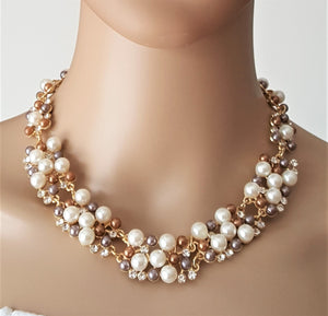 Necklace Earring Set Pearl Rhinestone Bridal Wedding Jewelry Necklace Earring Set Party wear Set by UrbanFlair - Urban Flair USA