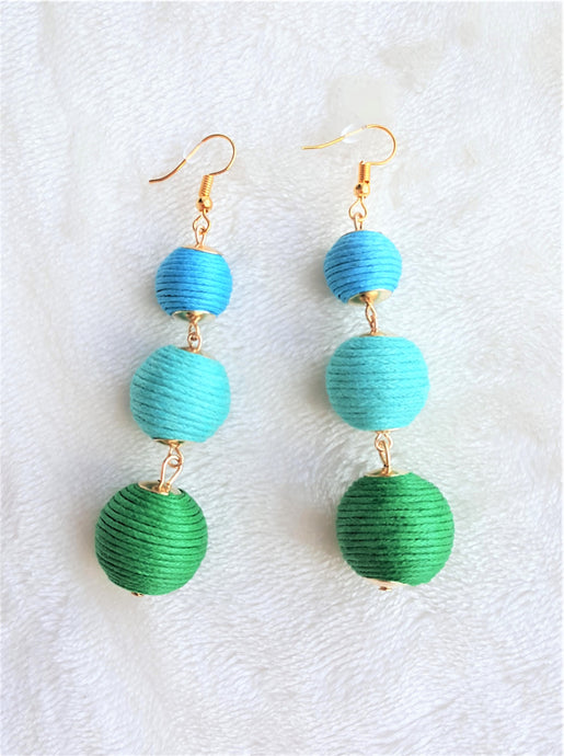 Les Bon Bon Earrings Triple Tier Drop Earrings, Green, Turquoise Boho Chic Designer Jewelry Earrings,Statement Earring, Gift for Her - Urban Flair USA