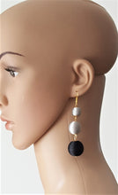 Load image into Gallery viewer, Les Bon Bon Earrings Silk Thread Triple Tier Drop Earrings, Black Grey Boho Chic Designer Jewelry Earrings,Statement Earring, Gift for Her - Urban Flair USA