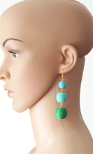 Load image into Gallery viewer, Les Bon Bon Earrings Triple Tier Drop Earrings, Green, Turquoise Boho Chic Designer Jewelry Earrings,Statement Earring, Gift for Her - Urban Flair USA