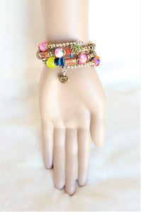 Bracelet Multicolored Beaded Ethnic Bohemian with Charm - Urban Flair USA