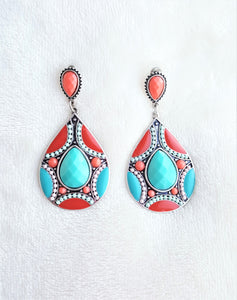 Vintage Earrings Ethnic Design Beaded Enamel Rhinestone Bohemian Jewelry - Urban Flair USA