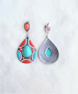 Vintage Earrings Ethnic Design Beaded Enamel Rhinestone Bohemian Jewelry - Urban Flair USA