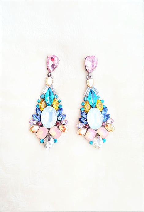 Earrings Crystal Multicolored, Big Crystal Stone Earrings by UrbanFlair - Urban Flair USA