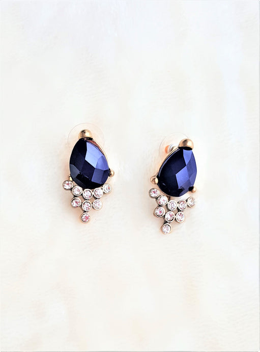 Fashion Earrings Navy Blue Gold Vintage Design Cluster Ear Jacket Earrings - Urban Flair USA
