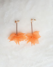 Load image into Gallery viewer, Floral Earrings Orange Gold Fashion Earrings Rhinestone Acrylic Dangle Drop Earrings by UrbanFlair - Urban Flair USA