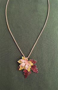 Pendant Necklace Maple Leaf Gold Chain Necklace Long Chain, Autumn Fall Jewelry by UrbanFlair - Urban Flair USA