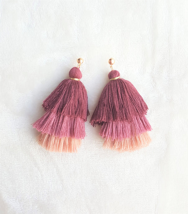 Earrings Layered Tassel, Gold tone Stud,Chic Fashion Earring,Beach Earrings,Statement Earring - Urban Flair USA