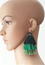 Load image into Gallery viewer, Earrings Layered Tassel, Gold tone Stud, Chic Fashion Earring, Beach Earrings, Statement Earring - Urban Flair USA
