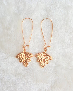 Fashion Earrings Gold Maple Leaf Long Dangle Drop Earrings by UrbanFlair - Urban Flair USA