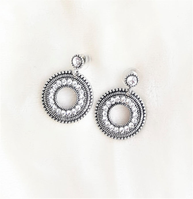 Vintage Earrings  Antique Silver Rhinestone Earrings, Fashion Earrings - Urban Flair USA